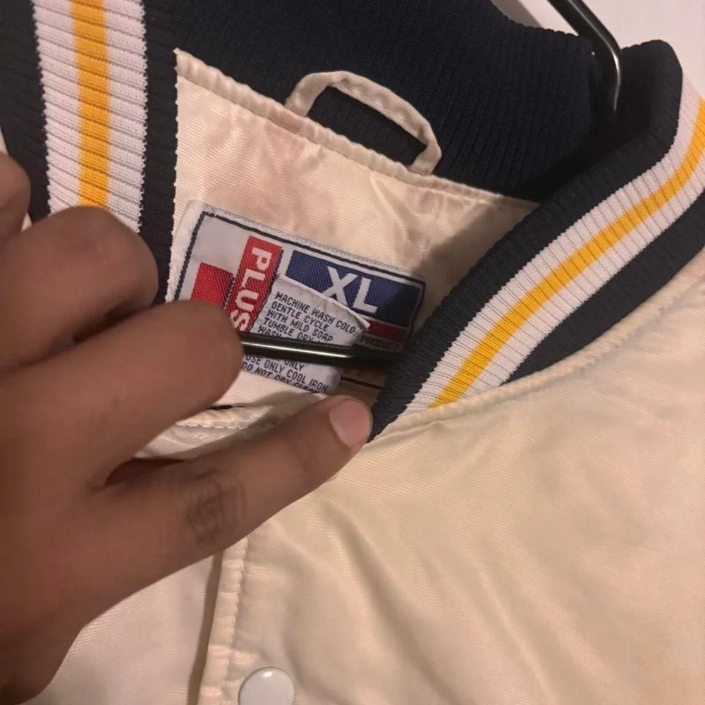 Vintage Michigan Wolverines cream & yellow varsity jacket 'Michigan' size XL